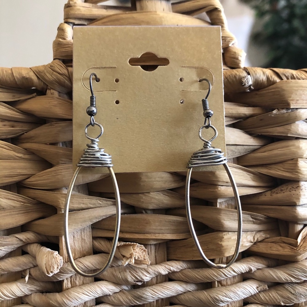 Vintage repurpose gold loop silver wire earrings